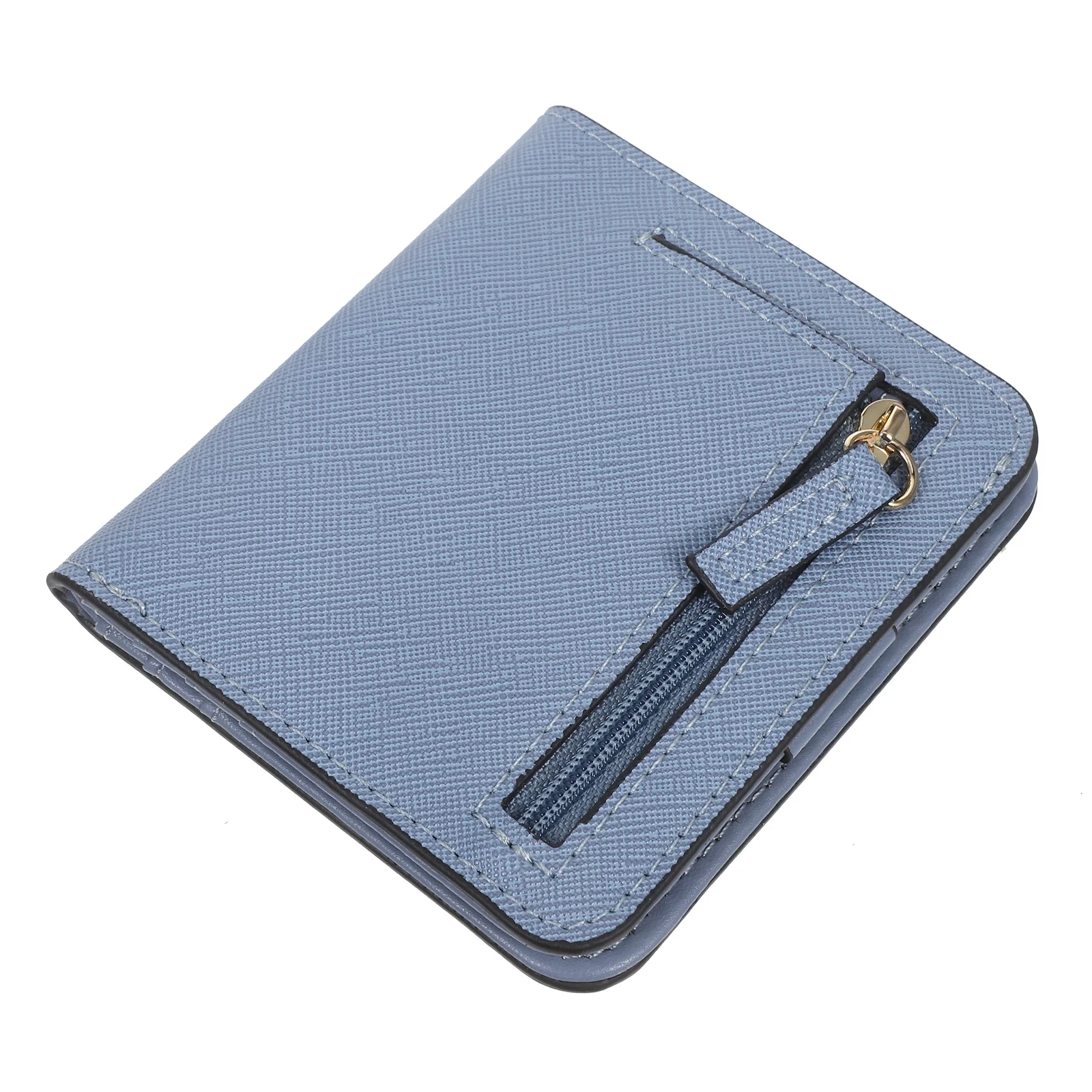 

Blue Slim PU Thin Wallet for Women Mini Purse Small Card Holder Rfid Zipper Coin Cash Pocket Compact Stylish Simple