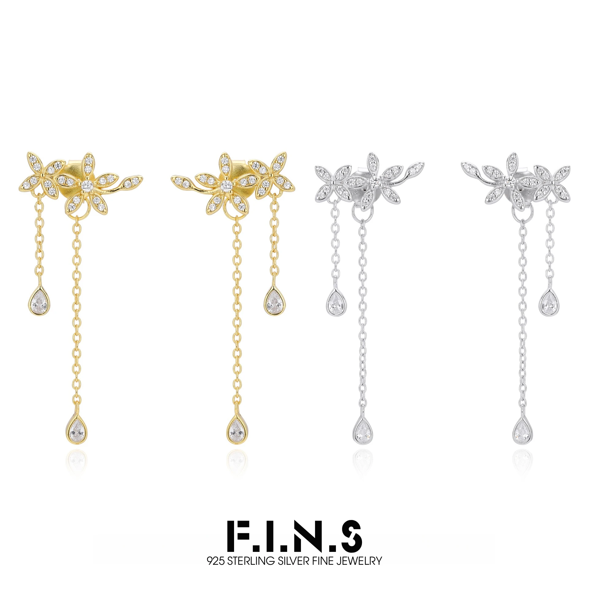 Pendientes de botón de plata de ley S925 F.I.N.S, pendientes de flecos vintage a la moda, pendientes de piercing con borlas, hojas, circonita, joyería fina para la oreja