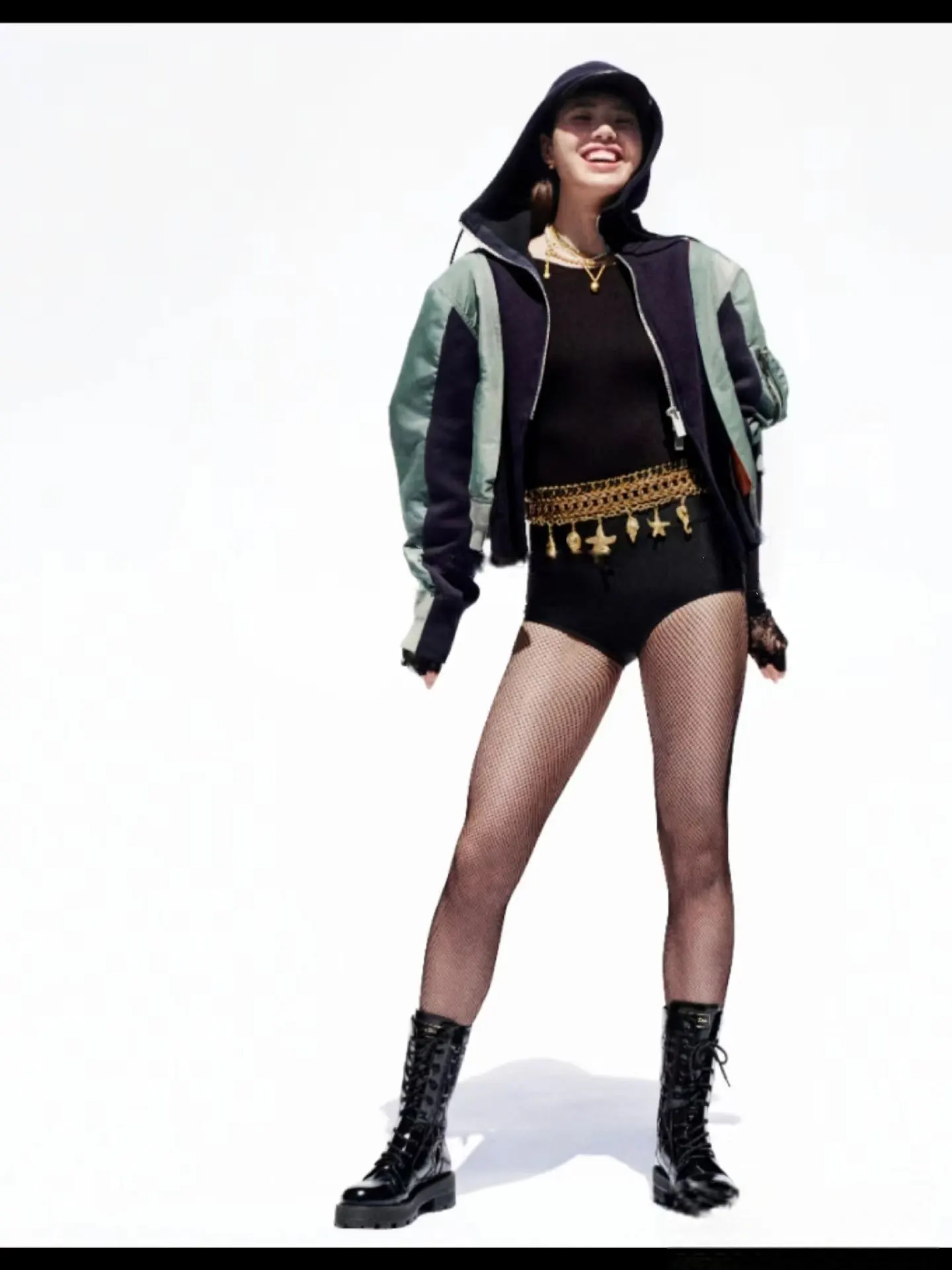 FOG SACAI Autumn Winter Hooded Jaet Women's Colorblo Patchwork Zipper ketCasual Loose Fit Cotton Polyester Blend