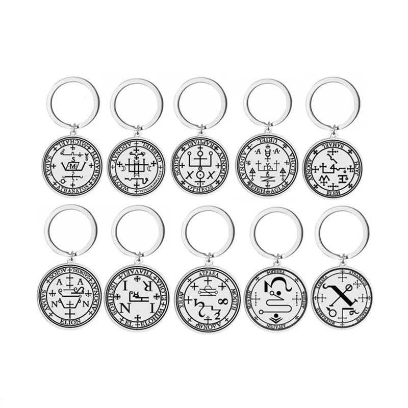 Archangels MICHAEL GABRIEL RAPHAEL AZRAEL CAMAEL JOPHIEL Seal Amulet Talisman Sigil of Angelic Stainless Steel Pendant Keychain