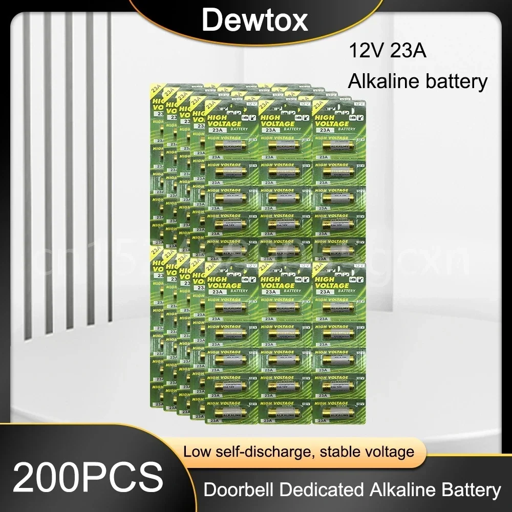 200PCS 12V Alkaline Battery A23 23A 23GA A23S E23A EL12 MN21 MS21 V23GA GP23A LRV08 for Doorbell Remote Control Dry Battery