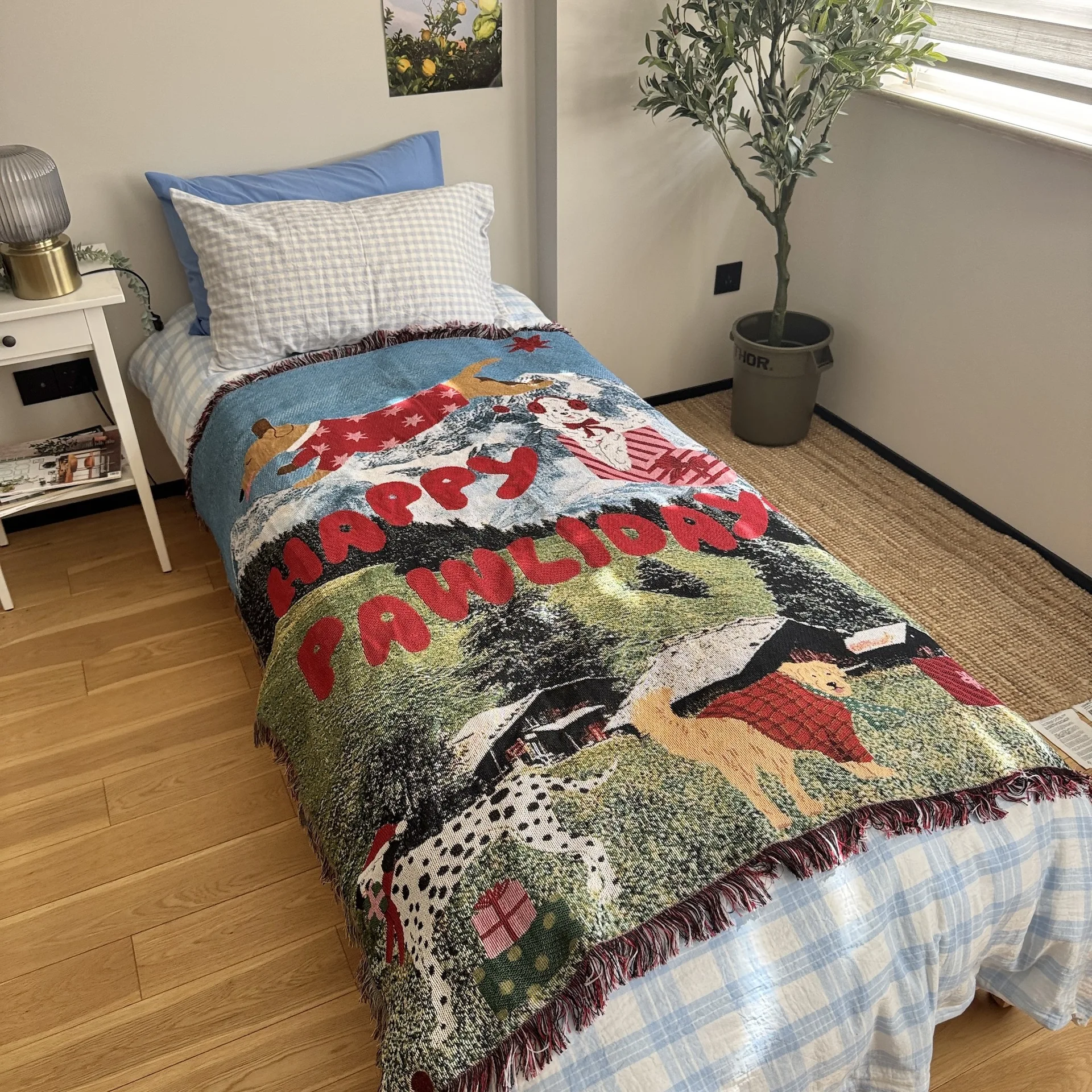 Korean Style Bedroom Dog And Cat Blanket Fresh And Cute Rug Tapestry Bed Blanket view 2