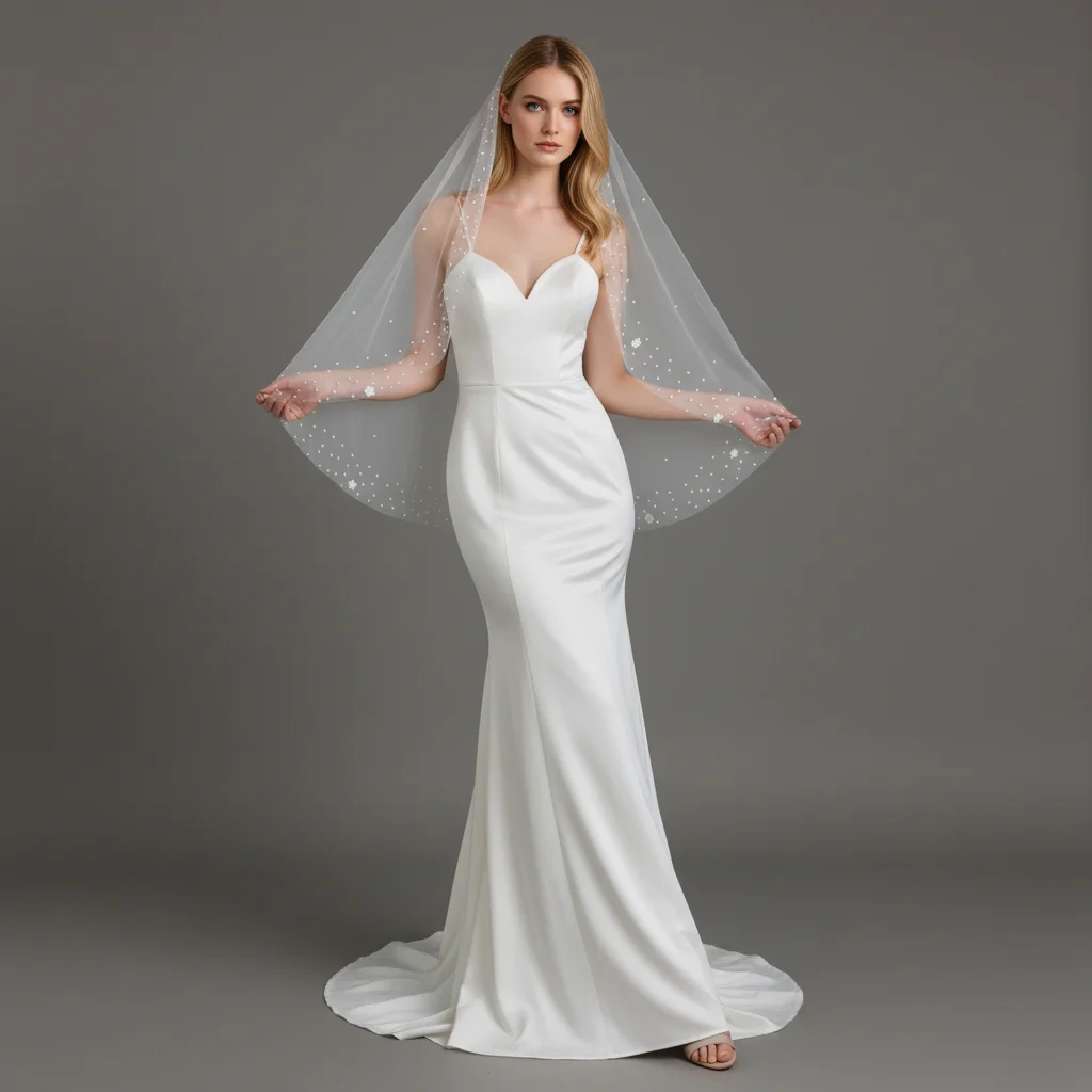 

Фата свадебного платья с жемчужными цветами, однослойная белая и белая фата 100 см с расческой, свадебный аксессуар G96