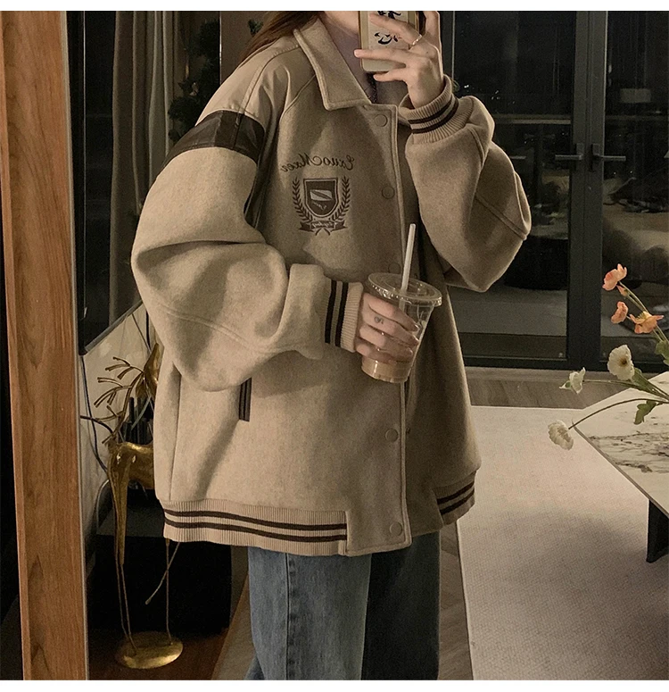 

Бейсбольные куртки женские зимние из нейлона и сатина, с рифленой отделкой, однотонные, с плюшевой подкладкой, в корейском стиле, на молнии, с мягкой подкладкой, свободного кроя, с флокированием