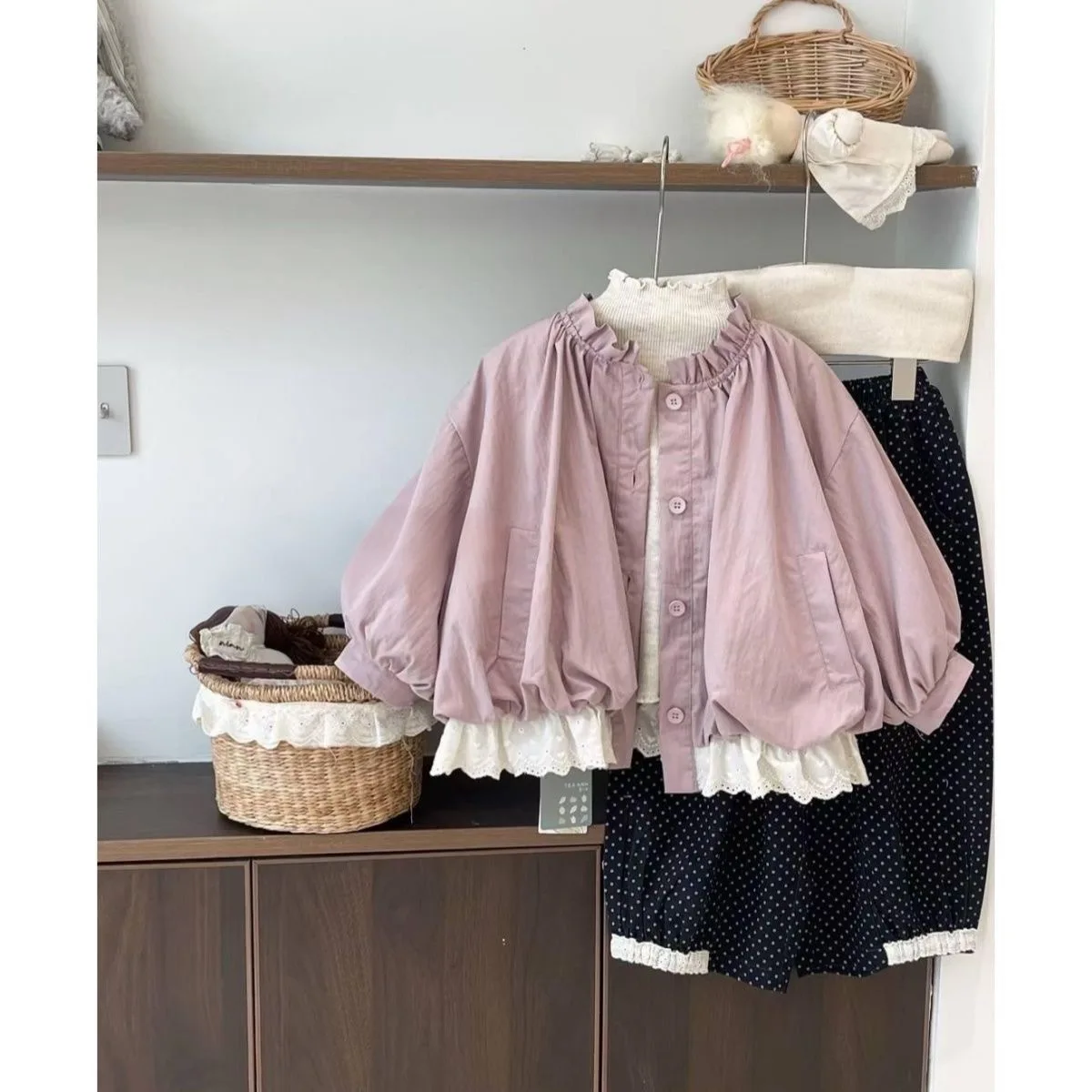 معطف بناتي بأكمام طويلة للأطفال كوري فضفاض كاجوال حلو لطيف متين بسيط عصري ربيع خريف جديد مريح #1