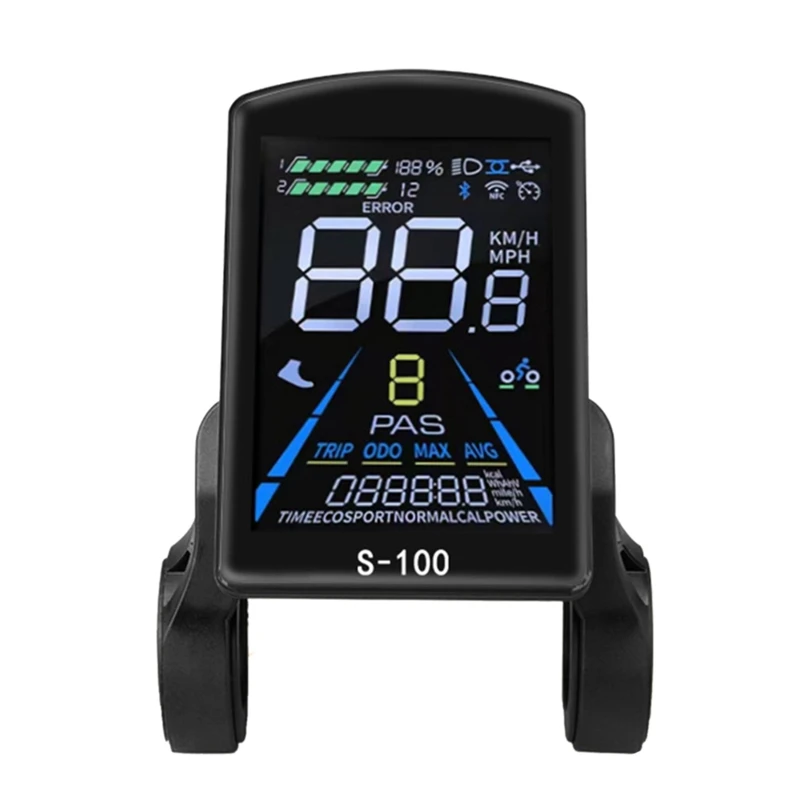 B-M Electric Bicycle Display S-100 LCD Display Control 24V - 72V Speed Meter 5pin Speedometer Waterproof Connector