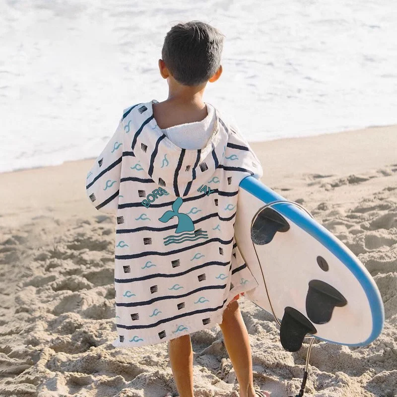 AquaPlay Beach Poncho Quick Drying for Children Beach Blanket Swim Towel Hoodie Wetsuit Cloak Swimming Cartoon style