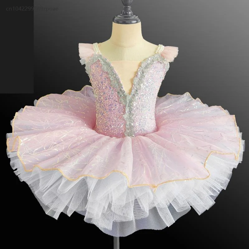 

Children's Ballet Tutu Girls Ballerina Tulle Costume Sequin Sweet Cake Dress Skirt Bowknot Gymnastics Bodysuit Dance Clothes