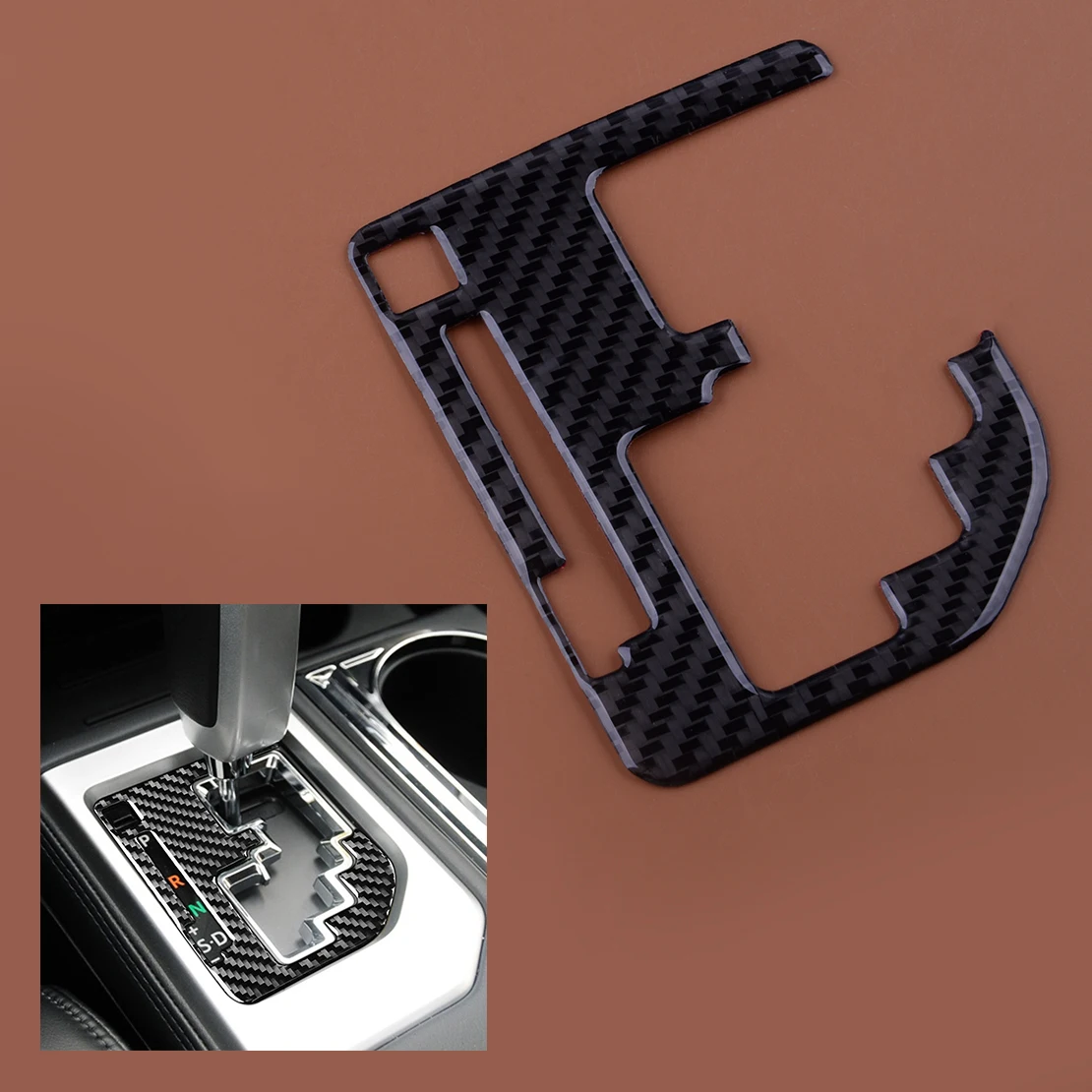 

LHD Car Interior Gear Shift Panel Cover Trim Frame Fit for Toyota Tundra 2014 2015 2016 2017 2018 Black Carbon Fiber