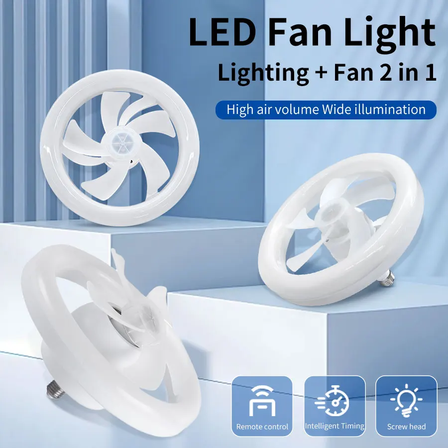 

85-265V E27 LED Fan Light Remote Control 3 Color Tempereture 3 Gear Speed Wind Ceiling Fan Lamp for Living Room Bedroom