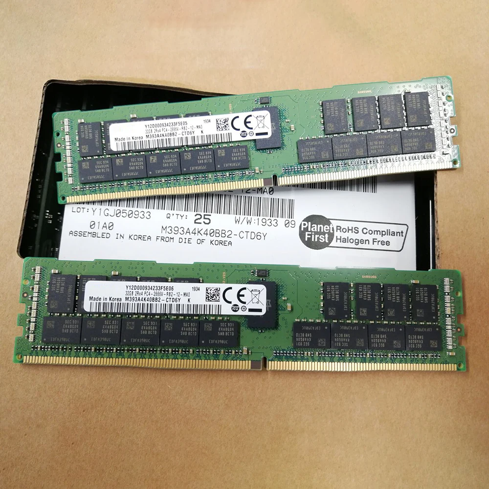 1PCS M393A4K40BB2 32GB 32G 2RX4 DDR4 2666 RAM For Samsung Server Memory