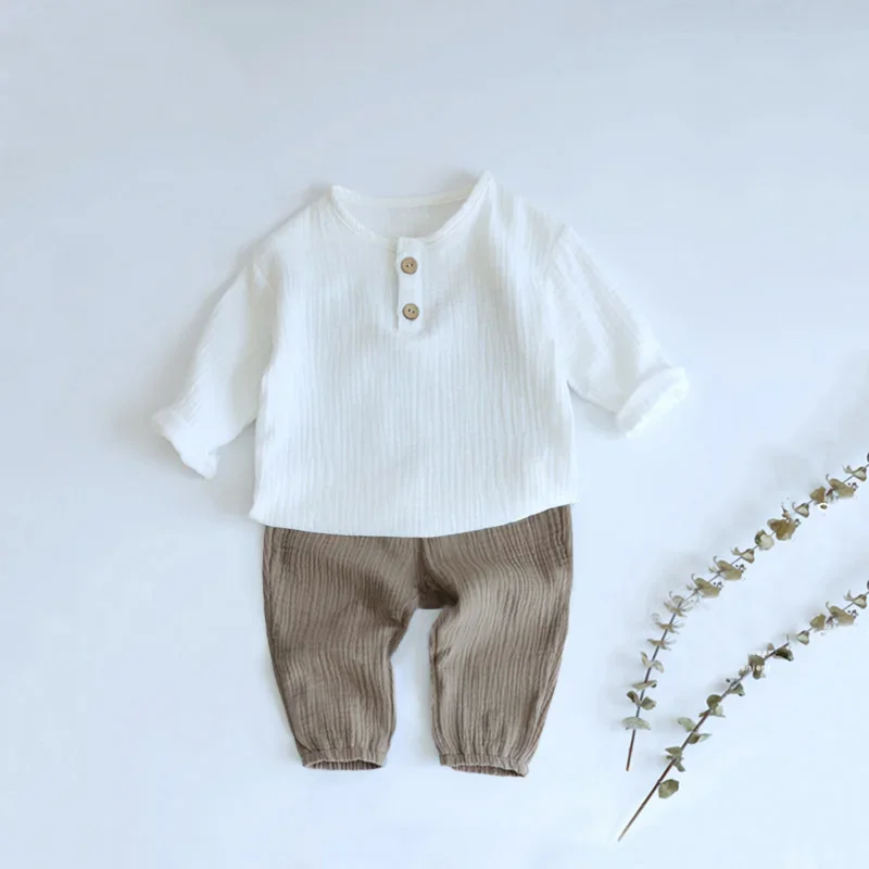 Infant Baby Boy Girl Clothes Set For Party Long Sleeve Baby Shirts +Loose Pant Toddler Kids Clothes Spring