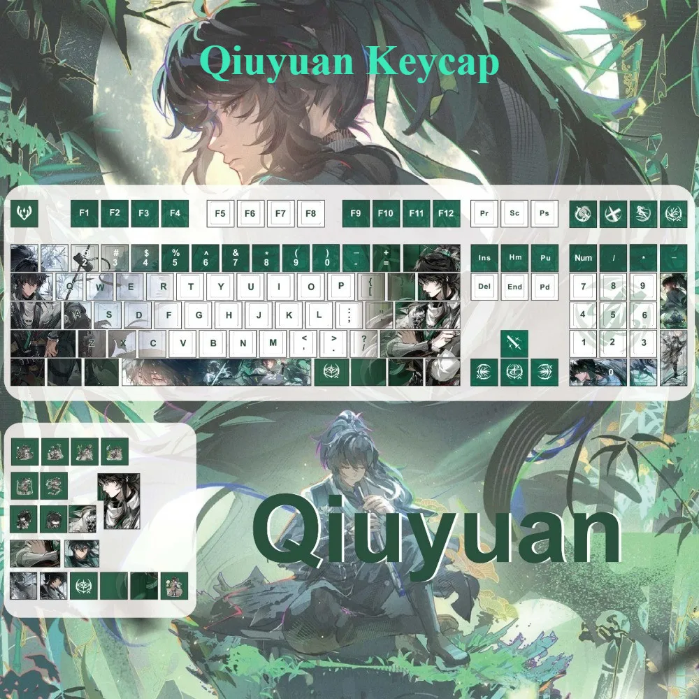 

Wuthering Waves Qiuyuan Keycaps Cherry Profile PBT 120 Keys Wooting Aula F75 Mechanical Anime Keycap Personality Keycaps