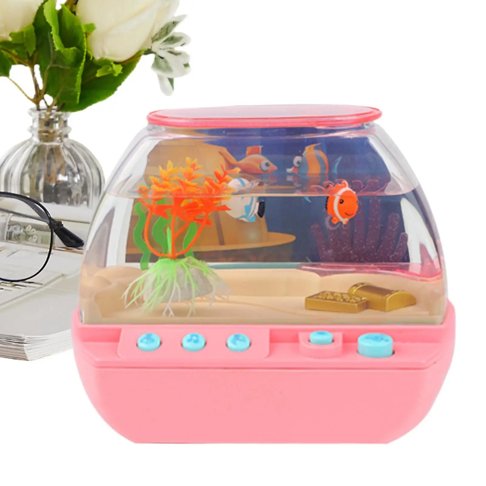 Toy Fish Tank Home Decoration With Music And Light Simulated Fish Tank Toys For Boys Girls Home Apartment Living Room Bedroom