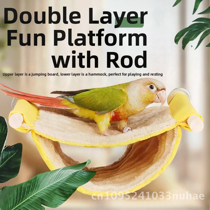 

Multicolor Parrot Hamster Nest Warm Hammock Removable Washable Windowsill Hanging Cradle for Cats Medium Size Yellow Gray