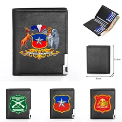 Classic Carabineros De Chile Badge Theme Design Printing Leather Wallet Men Women Billfold Slim Credit Card Holders Short Purses