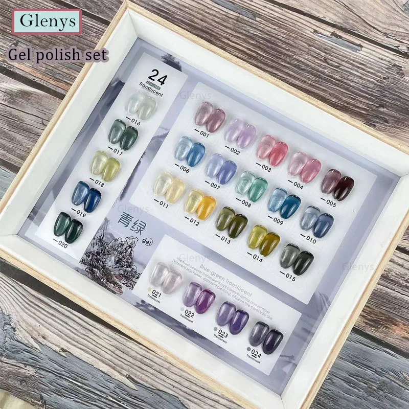 Glenys 24 color mango seaweed transparent nail polish gel set nail art design nail glue varnish learning set