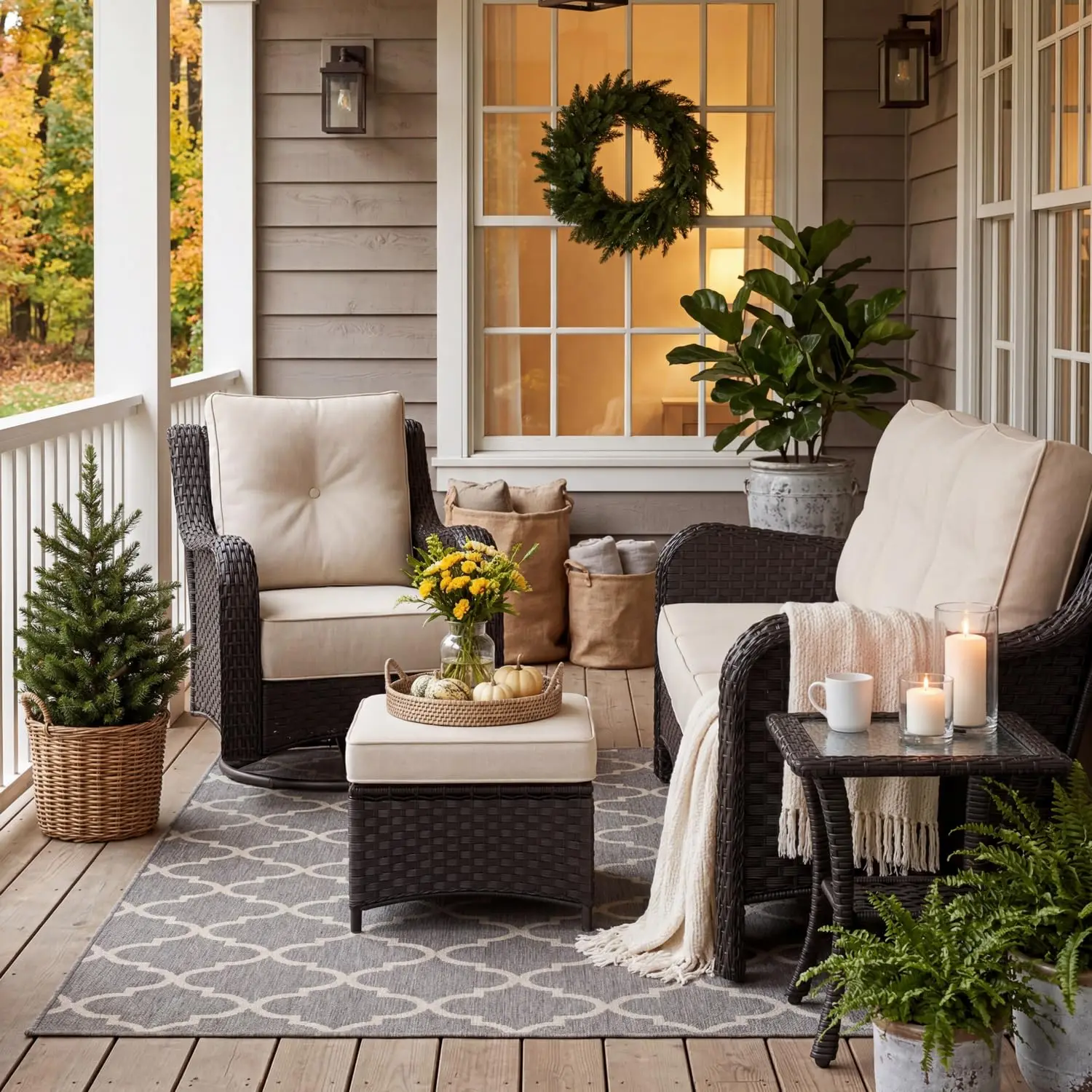 Wicker Outdoor Furniture Set 10 Piece with 6-inch Cushions Patio Garden, Customized