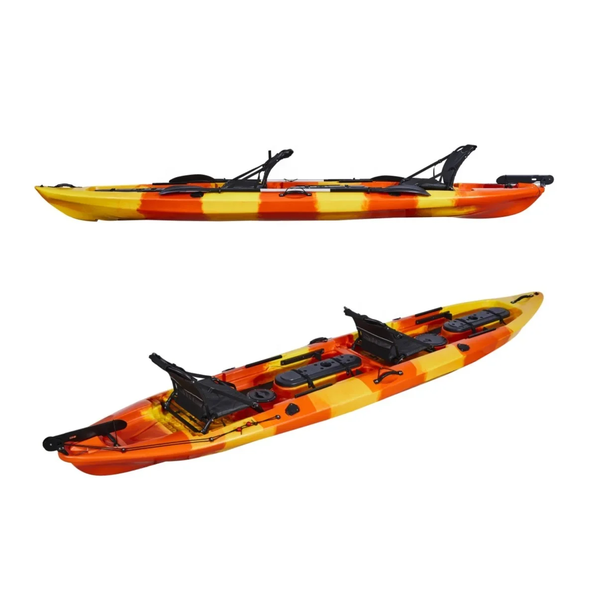 Venta al por mayor de Kayak de plástico para 2 personas, Kayak familiar, pesca con accesorios de paleta, casco, uso para adultos, lagos, deportes acuáticos