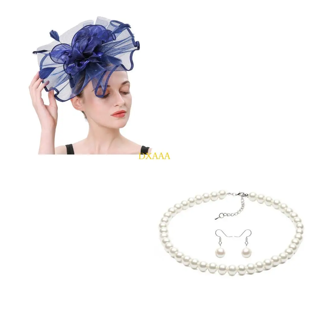 

DXAA Vintage 1920s Flapper Cosplay Accessories Feathered Headband Necklace Earring Gloves for Women Wedding Halloween Proms
