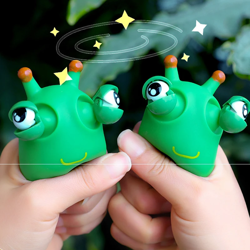 10/5PCS Funny Green Worm Animal Eye Pop Out Squeeze Stress Relief Fidgets Toys For Anxiety Juguetes Antiestrés Para Niños