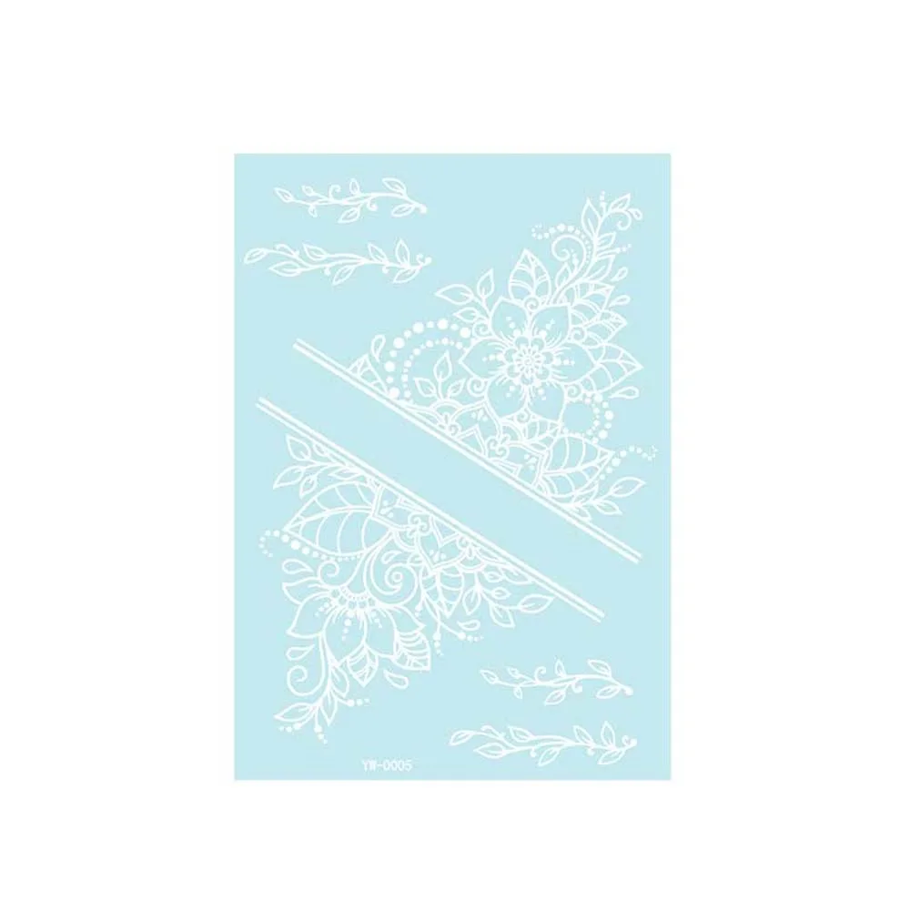 Leg Arm Luminous Henna Tattoo Sticker Wedding Tool White Lace Temporary Tattoo Glowing Waterproof Body Art Sticker Finger Hand