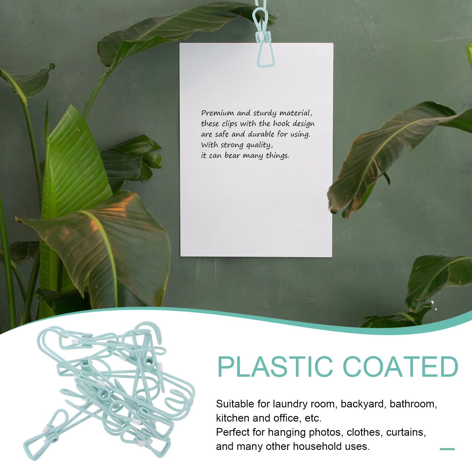 

10Pcs Clothes Hanging Clips Hook Multipurpose Clothes Pins Strong Clamping Force for Laundry Bathroom Outdoor Yard