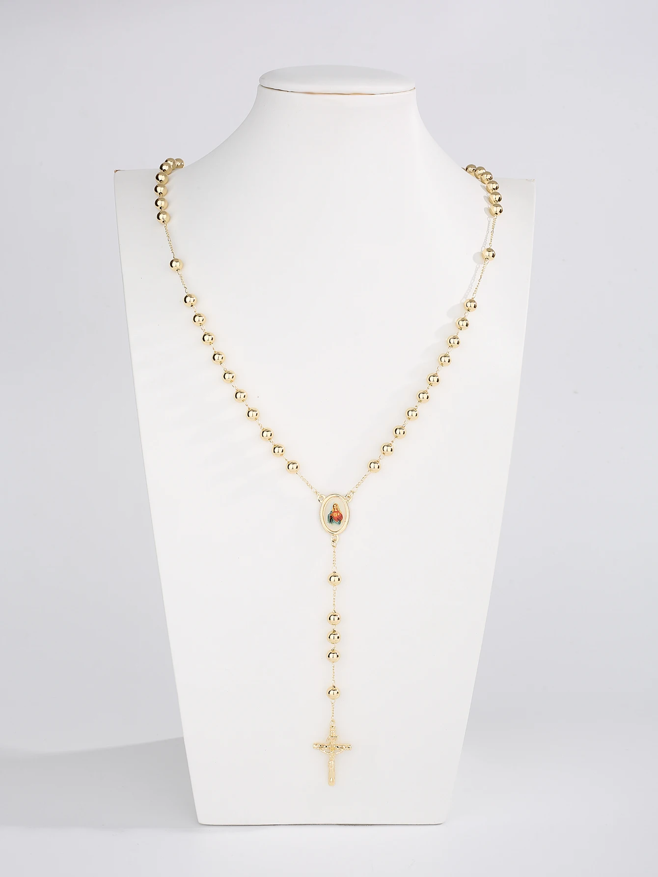 FanSibao Fashion متعدد الألوان مطلي الصليب الديني قلادة طويلة صديقة للبيئة النحاس مجوهرات محايدة #5