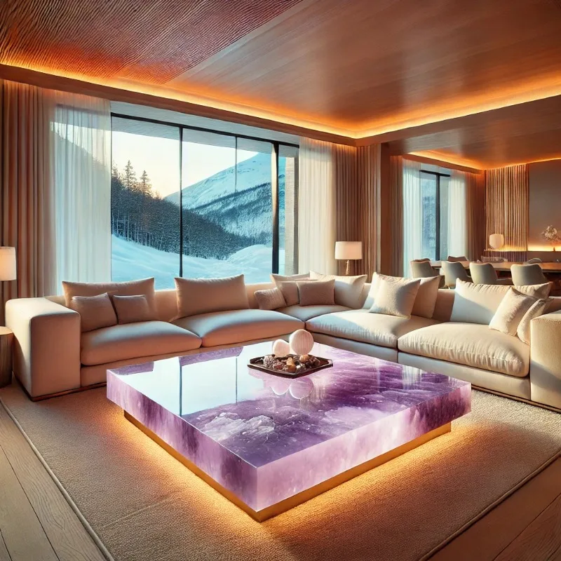 

Italian design expandable coffee table modern home office natural luminous jade finish marble material living room furniture