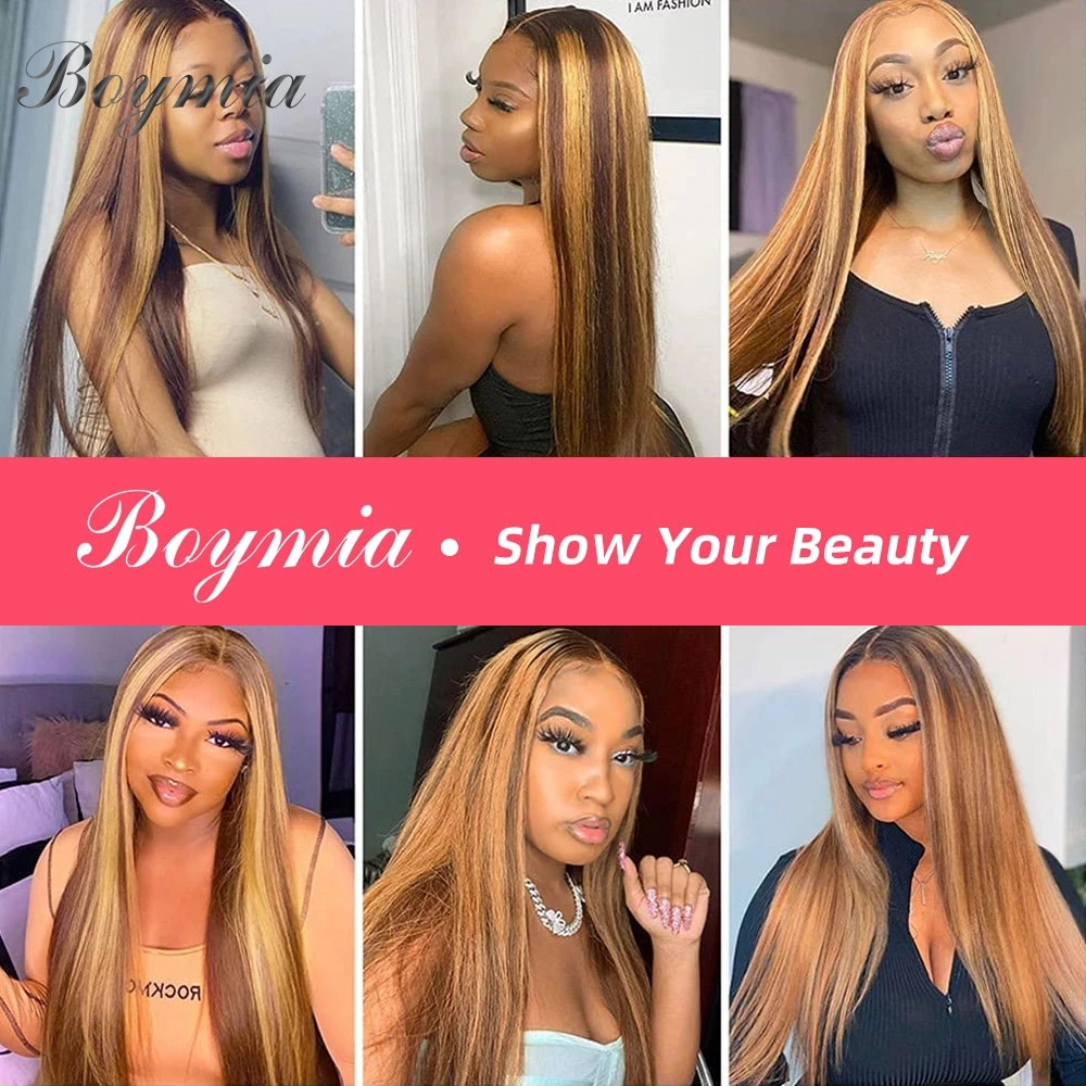 تسليط الضوء على حزم حزمة شعر طبيعي مفرود 12 "-24" العسل شقراء P4 27 عذراء ريمي الشعر البشري حزم للنساء السود 50 جرام/قطعة