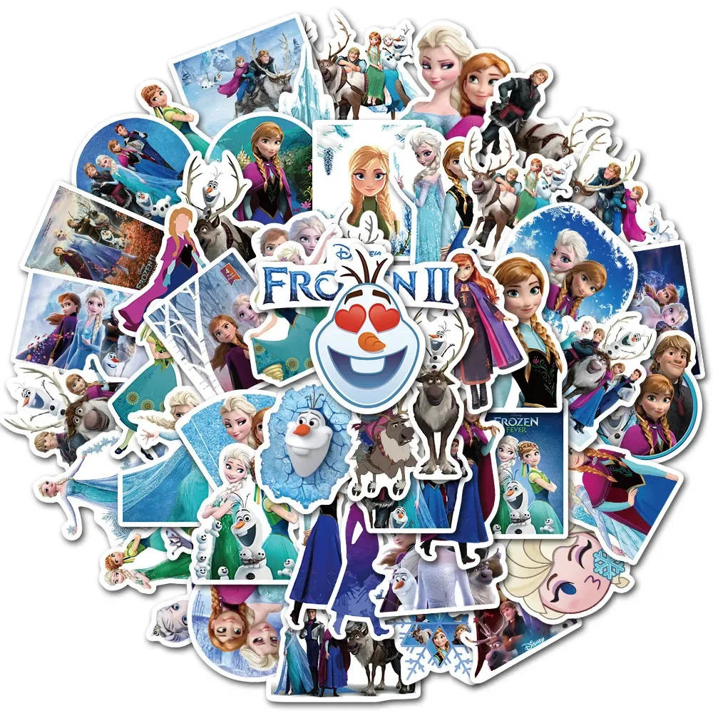 10/30/50pcs Disney Frozen Princess Anna Elsa Stickers Kawaii Girls Cute Cartoons DIY Guitar Luggage Laptop Phone Kid Toy Sticker