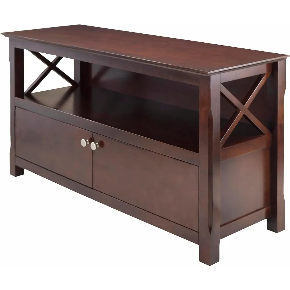 Cappuccino TV stand, solid/composite wood, can accommodate TV size: 46 