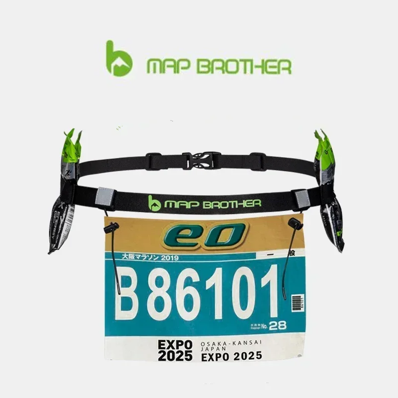 MAP BROTHER Unisexowy Pas Biegowy na Numer Startowy, Saszetka na Pas, Uchwyt na Numer, Triathlon, Maraton, Jazda na Rowerze, Motocykl, Odblaskowy Pas z 6 Pętlami