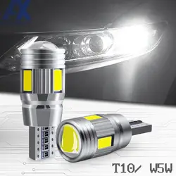 Bombilla LED T10 para coche, luz de señal W5W 194, 12V, 6000K, lámparas de maletero, sin lado, 10SMD 5630, cuña de error de clavícula X2N9, 2 uds.