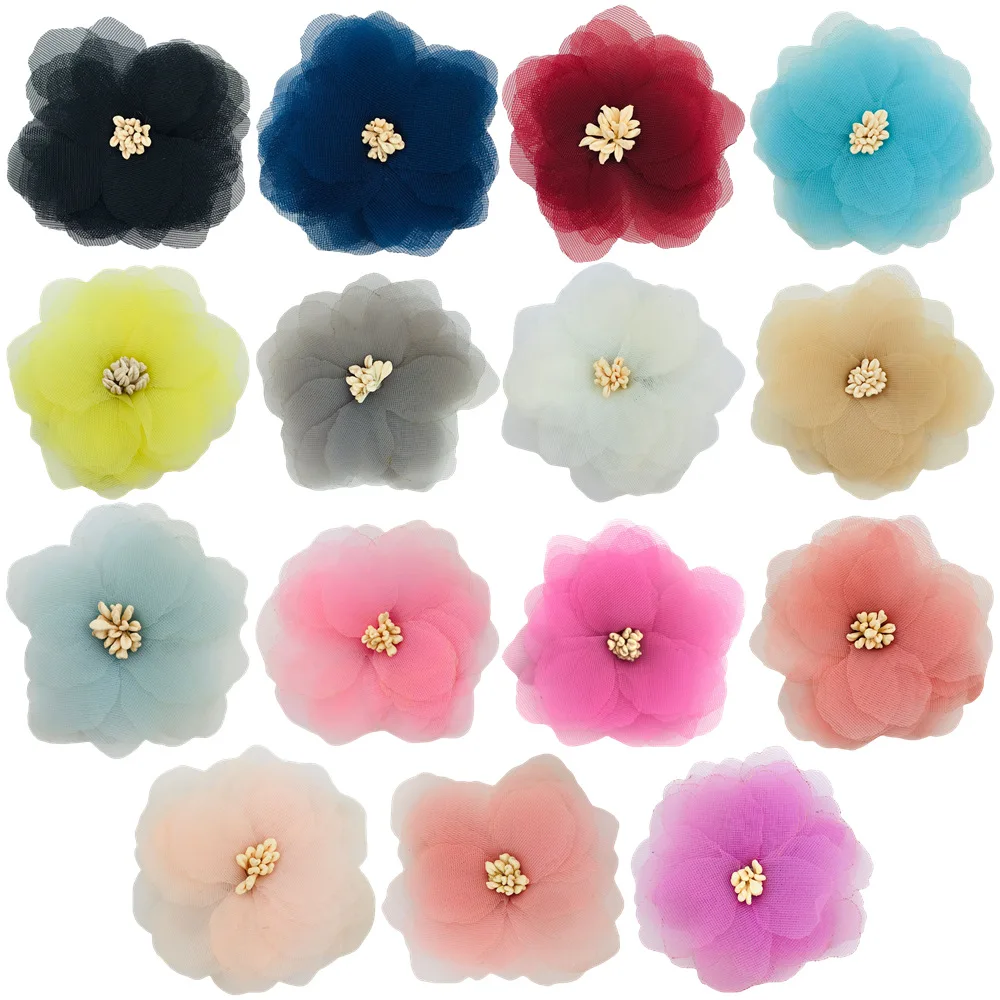 

6 см сетчатый головной убор с камелией, аксессуары для одежды, Лидер продаж, ткань ручной работы, аксессуары для домашних животных с цветами, в наличии, оптовая продажа, 400 шт.