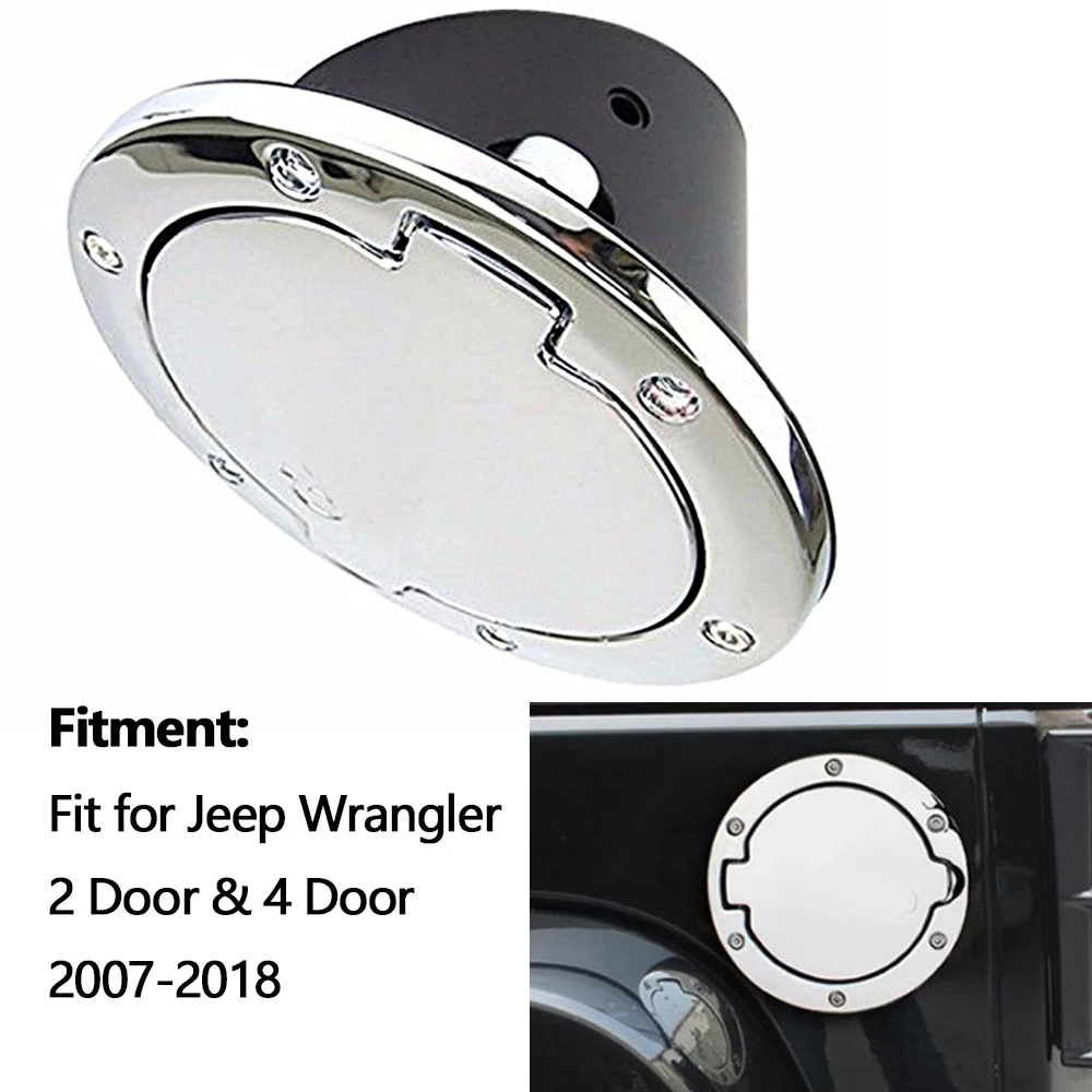 Chrome Car Oil Fuel Tank Cap Cover Oil Filler Cap Tank Gas Covers For Jeep Wrangler JK 2 Door & 4 Door 2007-2017