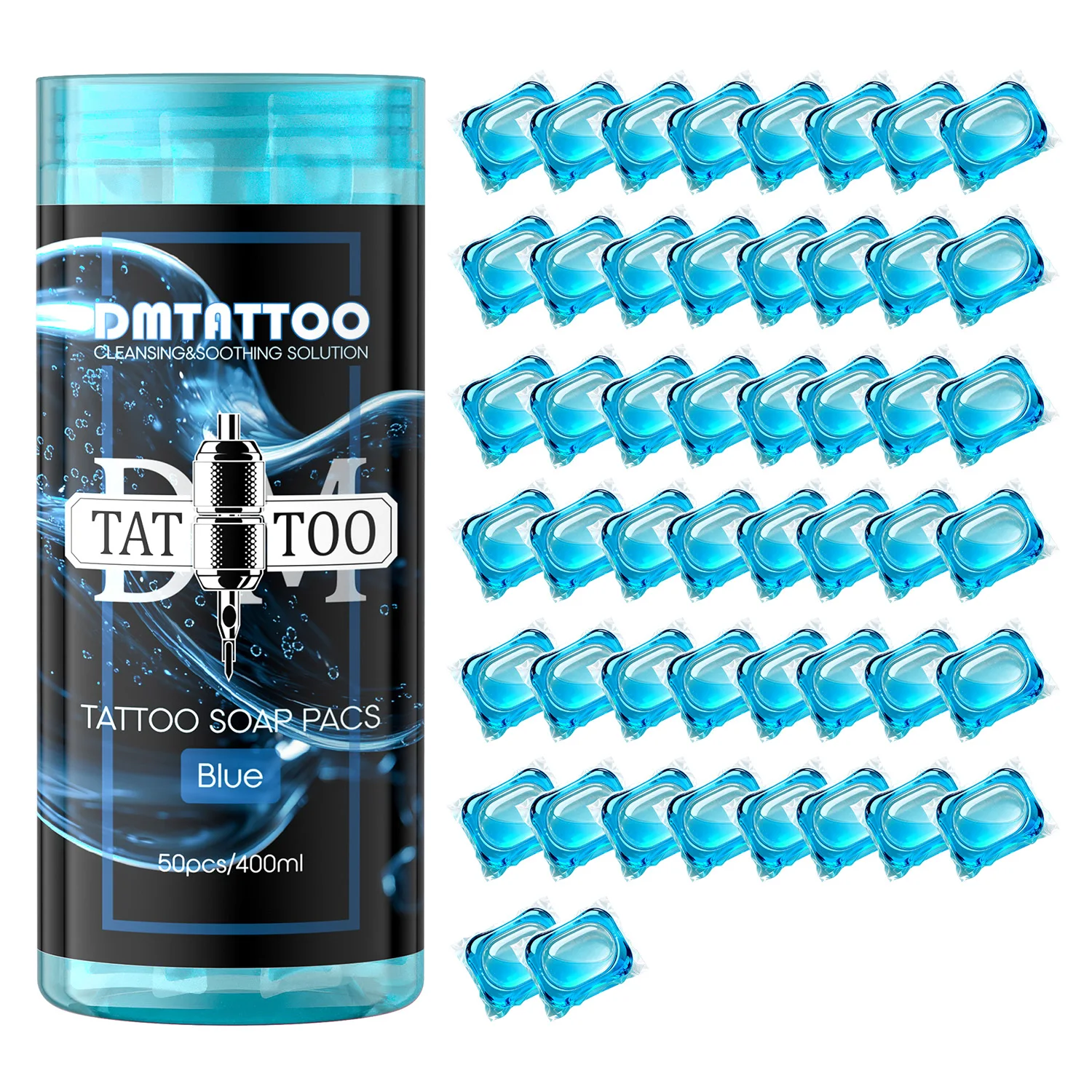 DM 50PCS Concentrating Tattoo Pink/Blue Soap Pacs Mild Tattoo Cleaning Soothing Aftercare Solution Soap Pacs for Tattoo Salon