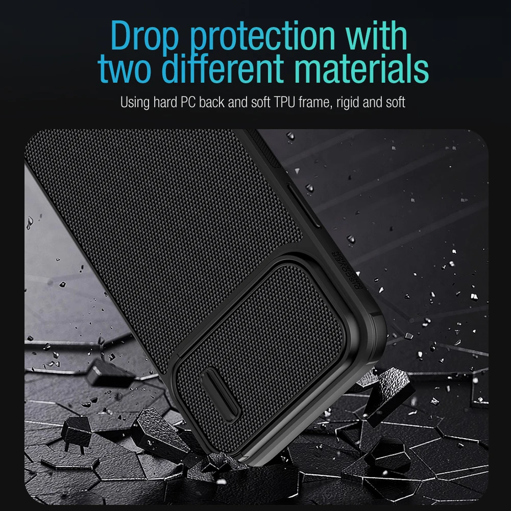 For iPhone 13 14 Pro Max Plus Case Nillkin Textured S Lens Slide Camera Protector Shockproof Back Cover For iPhone 14 Plus pro