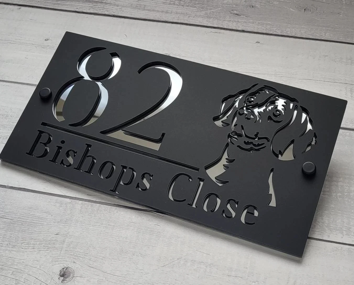 MODERN HOUSE SIGN Dachshund House Number Sign Dog House Sign HouseLaser Cut Matte Black Acrylic House Number Sign Address Plaque