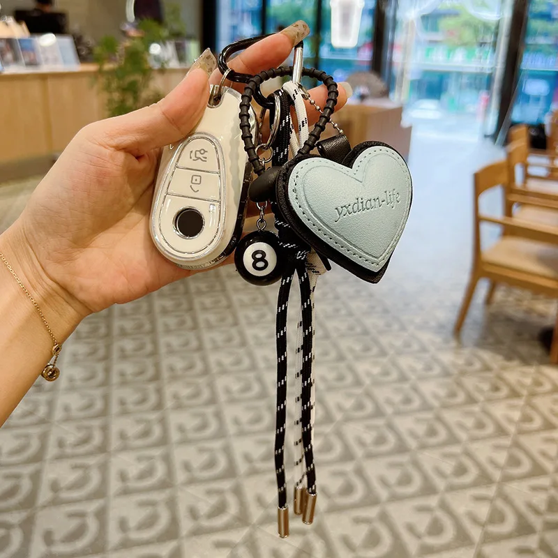 Fashion Creative Lucky Billiard Black No.8 Ball Key Chain Weaving Colorful Rope Bag Hanging Trendy Bag Hanging Jewelry Gift image 4