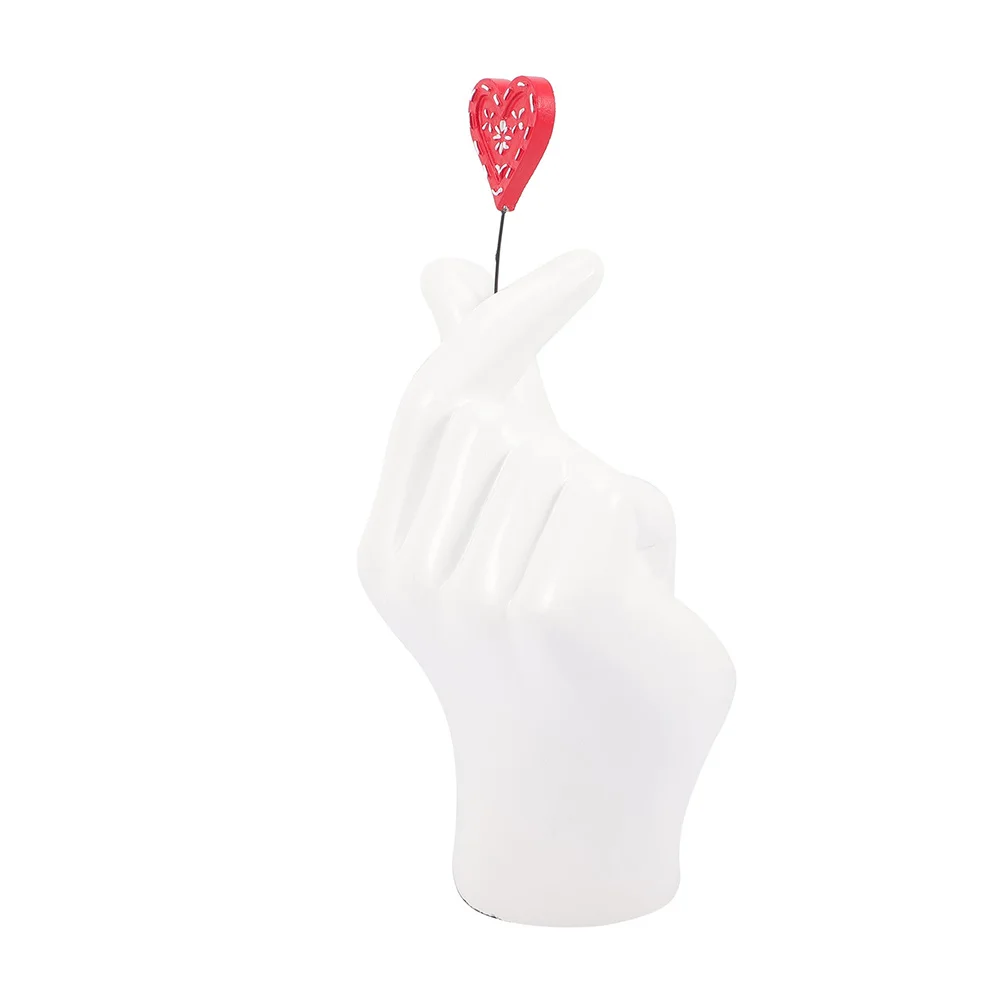 

Exquisite Heart Hand Gesture Sculpture Resin Home Decor for Valentine Day Desktop Living Room Office Modern Minimalist Style