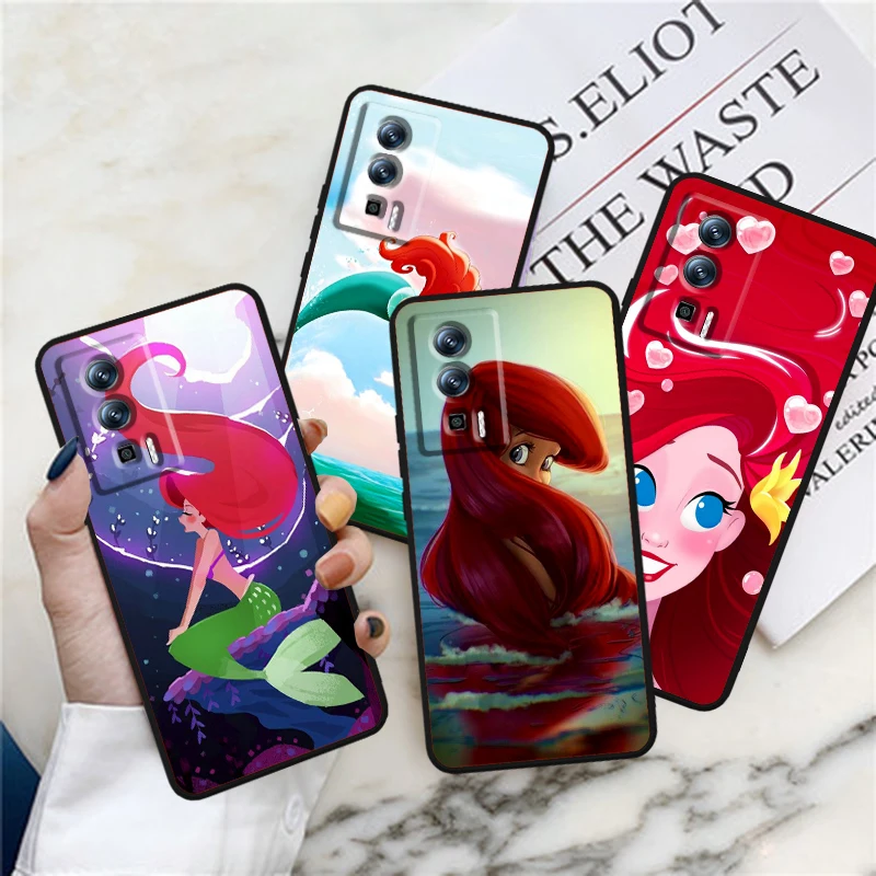 Disney Ariel The Little Mermaid For Xiaomi Redmi 9A 9C 9AT 10C 9 9T 10 12C 13C A3 12 K60 A1 K50 K40 5G Black Funda Phone Case