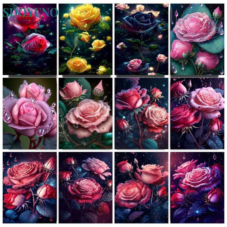 

SDOYUNO Oil Painting By Number Flower Coloring Drawing DIY Kits For Adults 60x75cm On Canvas Picture By Number Home Decor