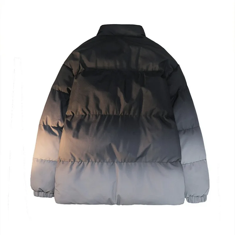 KIDWHXR Winter Outdoor Sport Casual Men Parkas Coats Korean Gradient Color Man Jacket Stand Collar Couple Warm Outerwear