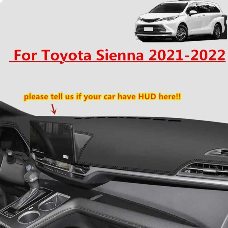 New PU Leather LHD Dashboard Cover Dash Pretector Anti-Slip Mat Trim Dashmat Carpet For Toyota Sienna 2021 2022