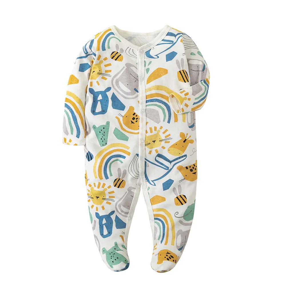 Neugeborene Pyjamas 0-12 Monate Mädchen und Jungen Fuß Nachtwäsche Baumwolle Neugeborene Baby Nachtwäsche Mode Neugeborene Baby kleidung