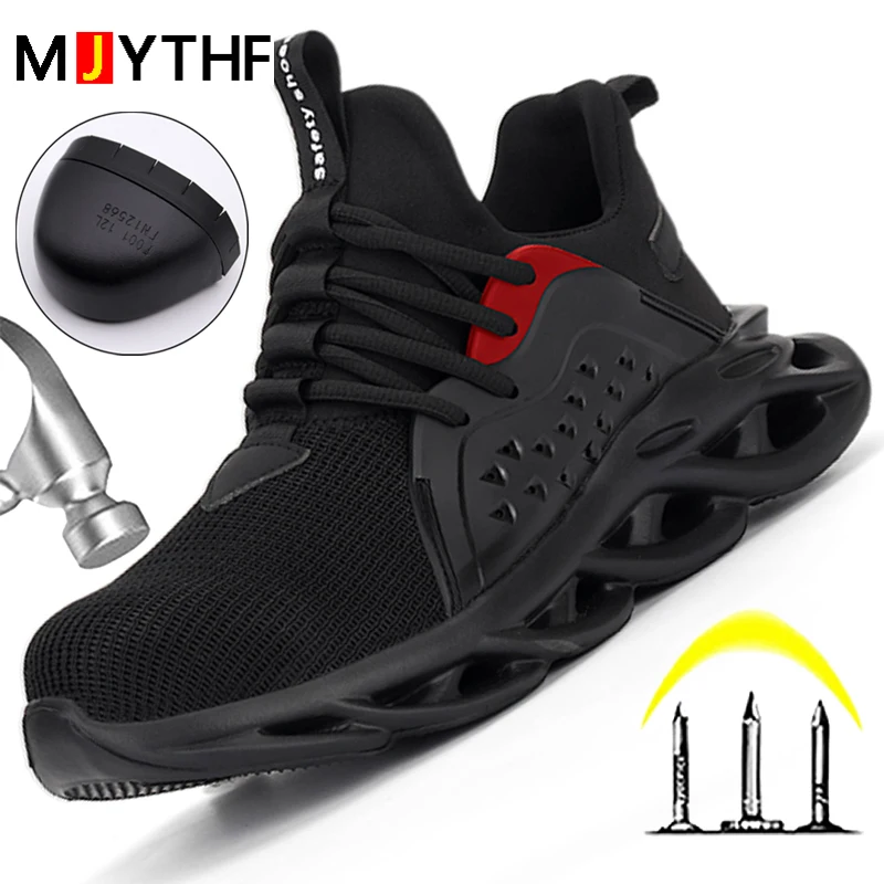 Lightweight Safety Shoes Men Anti-smash Anti-puncture Work Sneakers Steel Toe Shoes Breathable Men Shoes Protective Boots 2024