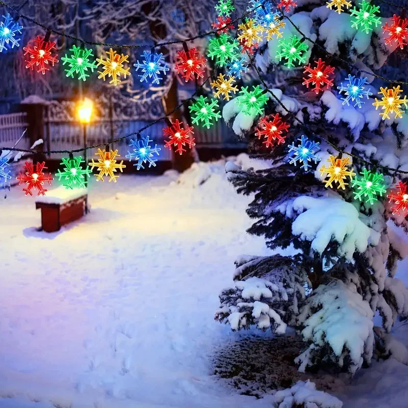 

Solar Snowflake LED String Lights Fairy Lights Garland Outdoor New Year Christmas Tree Home Garden Decorations Lamp
