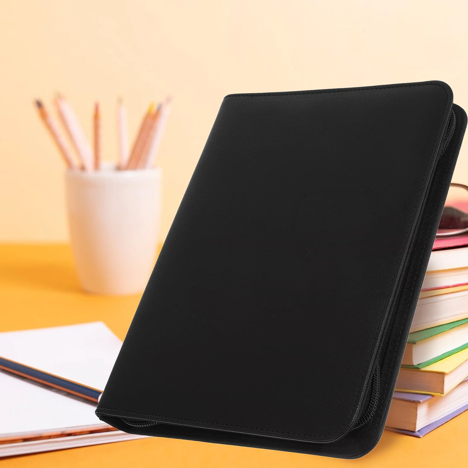 محفظة PU بسحاب Padfolio Binder منظم استئناف المستندات القانونية ومستلزمات الأعمال وبطاقات مجلد الكمبيوتر اللوحي Padfolio للنساء