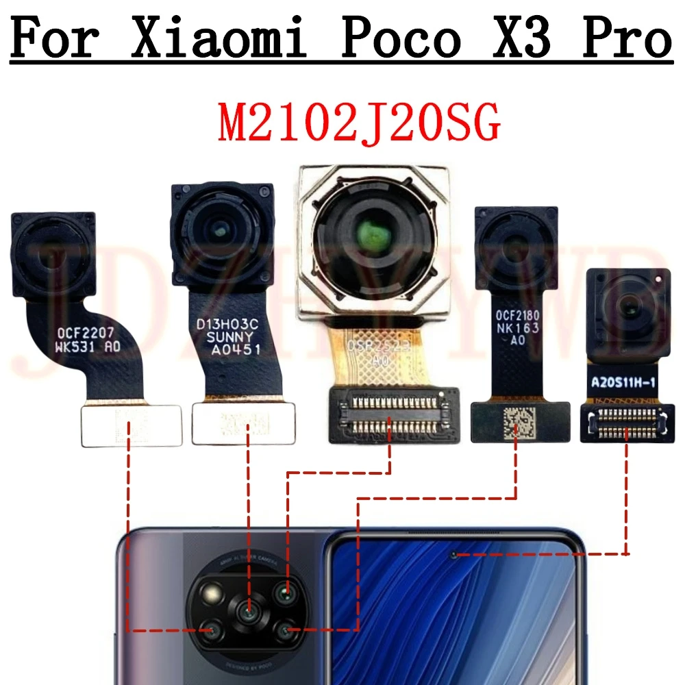 Rear Front Camera For Xiaomi Poco X3 Pro Selfie Wide Ultrawide Main Back Camera Module Replacement Poco X3pro